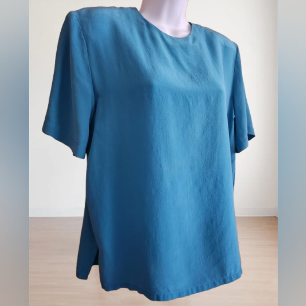 Emily Reger Teal Silk Top Size M